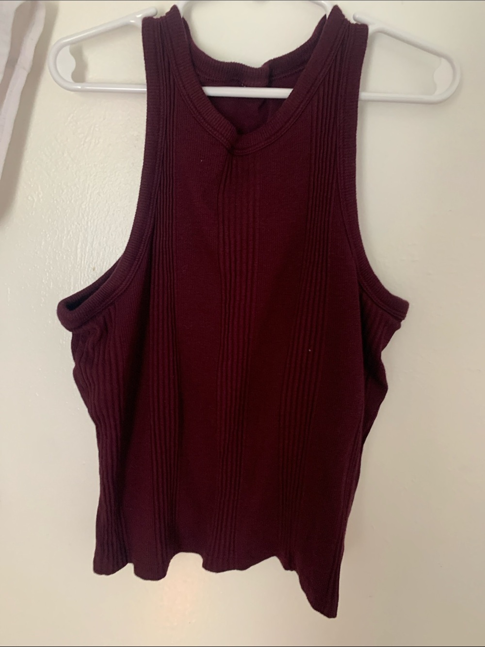 No Boundaries Ribbed Tank Top - Burgundy Wine